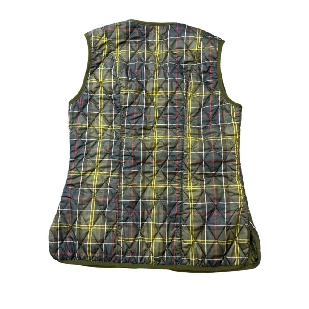 Barbour Vest Tartan Betty Quilted Gilet Liner Womens 6 Green Classic